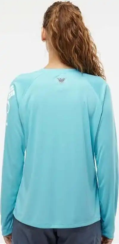 Columbia 212485 Women’s Pfg Tidal Tee Ii Long Sleeve - Clear Blue White