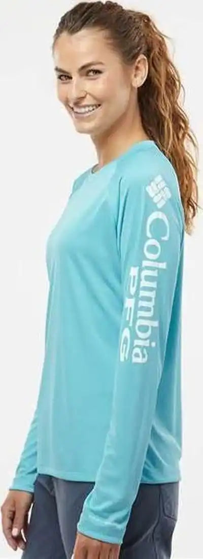 Columbia 212485 Women’s Pfg Tidal Tee Ii Long Sleeve - Clear Blue White