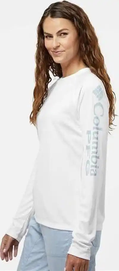 Columbia 212485 Women’s Pfg Tidal Tee Ii Long Sleeve - White Cirrus Gray