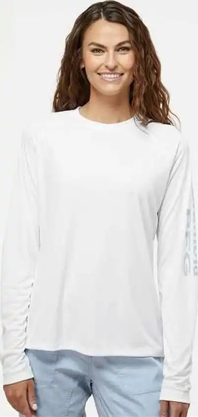 Columbia 212485 Women’s Pfg Tidal Tee Ii Long Sleeve - White Cirrus Gray