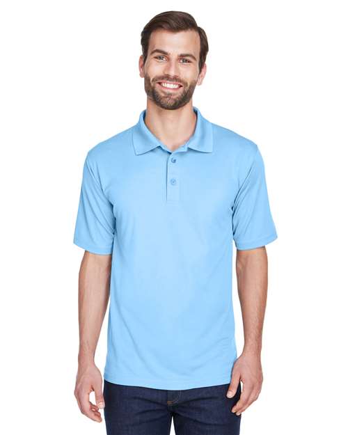 Front View of Columbia Blue Men's Cool & Dry Mesh Piqué Polo - 8210