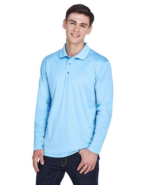 Columbia Blue Men's Cool & Dry Sport Long Sleeve Polo - 8405LS