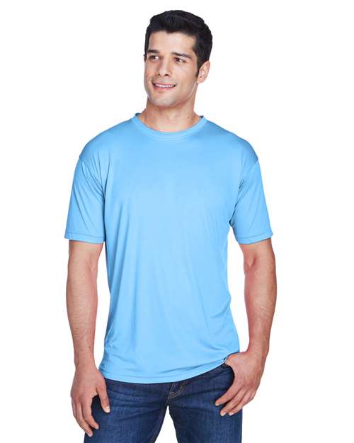 Front View of Columbia Blue Men's Cool & Dry Sport Performance Interlock T-Shirt - 8420