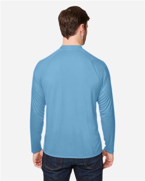 Left View of Columbia Blue Unisex Ultra UVP™ Marina Raglan Long Sleeve T-Shirt - CE110