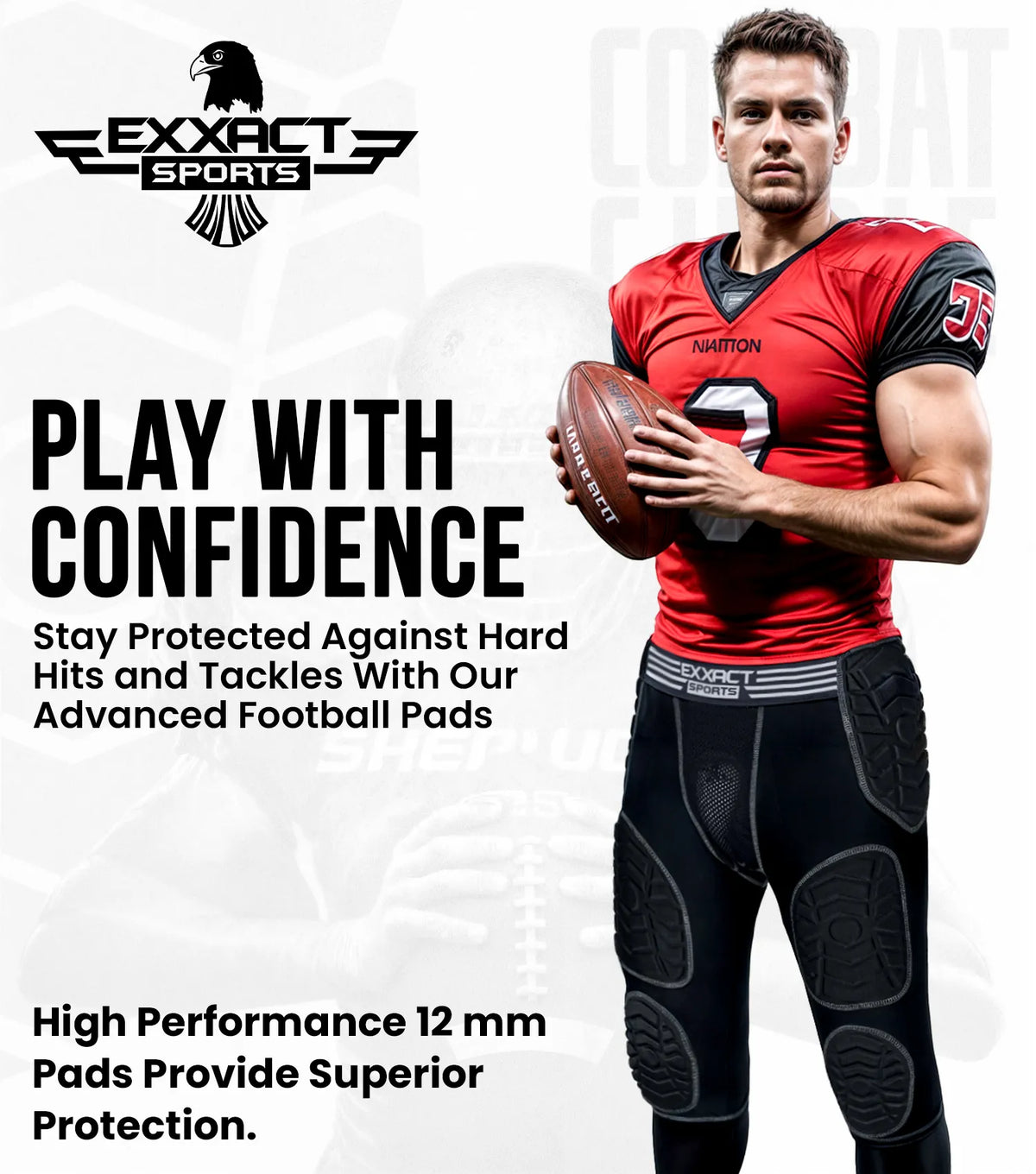 Combat 7 Pads Men’s Football Girdle with Cup Pocket White (adult)