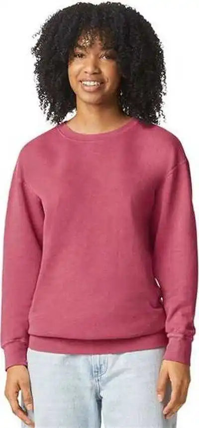 Comfort Colors 1466 Garment Dyed Lightweight Fleece Crewneck Sweatshirt - Crimson