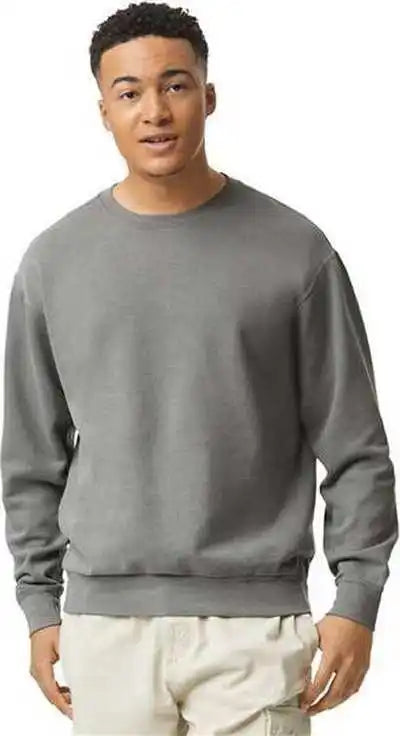 Comfort Colors 1466 Garment Dyed Lightweight Fleece Crewneck Sweatshirt - Gray