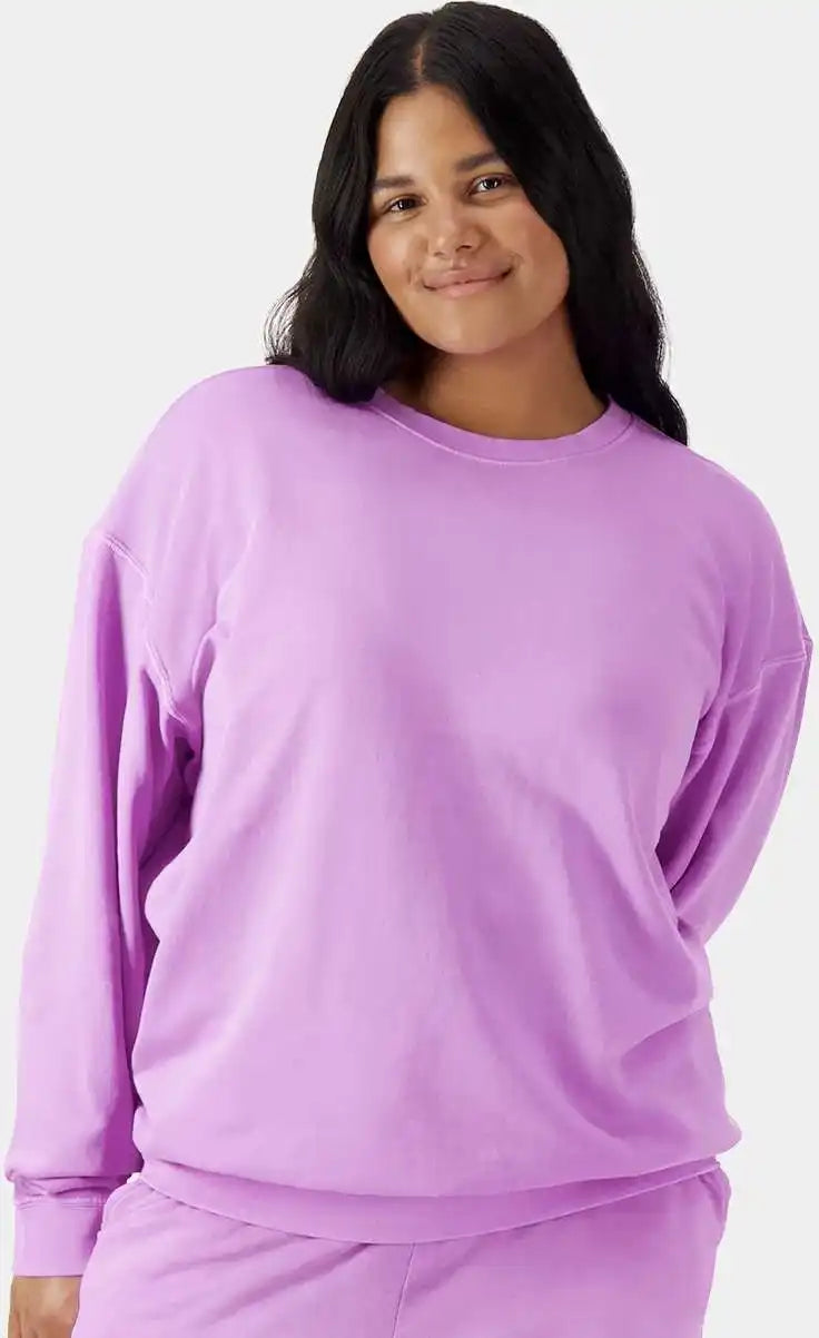 Comfort Colors 1466 Garment Dyed Lightweight Fleece Crewneck Sweatshirt Neon Violet