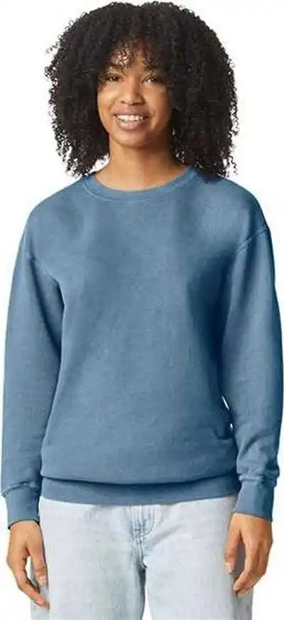 Comfort Colors 1466 Garment Dyed Lightweight Fleece Crewneck Sweatshirt - Blue Jean