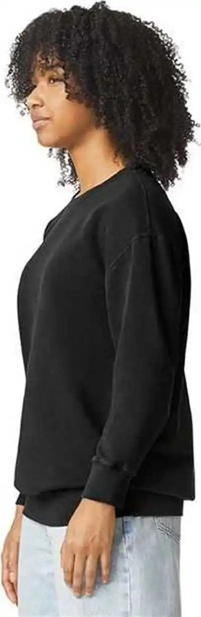 Comfort Colors 1466 Garment Dyed Lightweight Fleece Crewneck Sweatshirt - Black