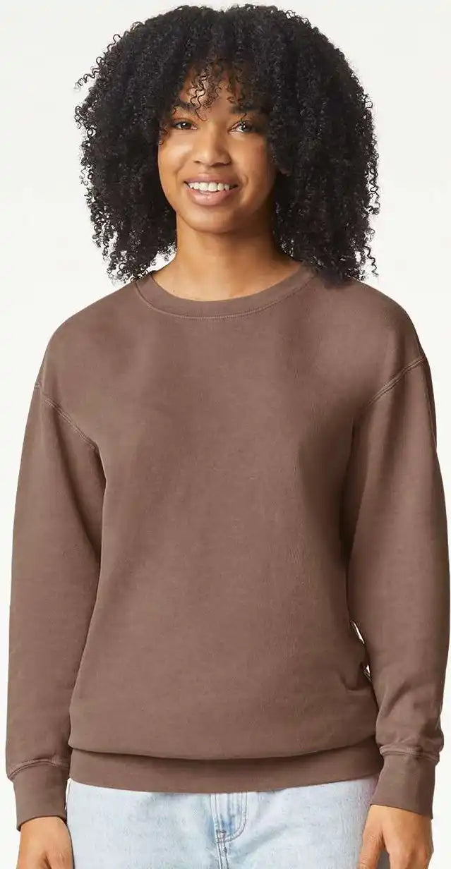 Comfort Colors 1466 Garment Dyed Lightweight Fleece Crewneck Sweatshirt - Espresso