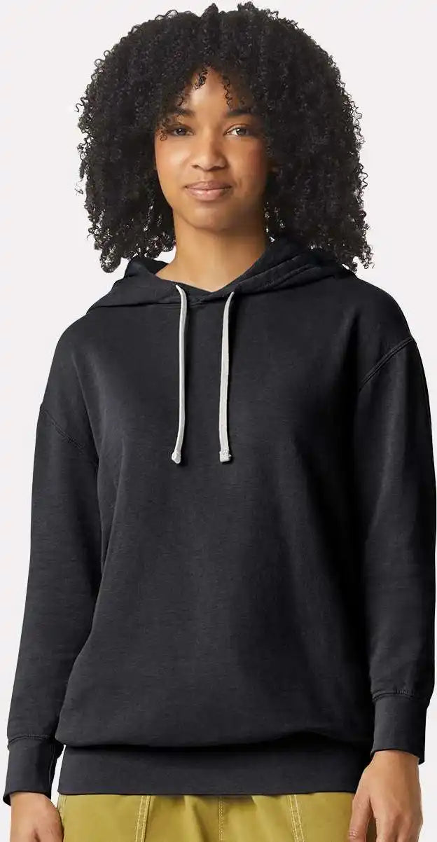 Comfort Colors 1467 Garment Dyed Lightweight Fleece Hooded Sweatshirt Black