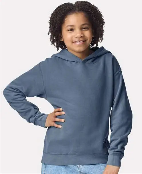 Comfort Colors 1467y Garment-dyed Youth Lightweight Fleece Hooded Sweatshirt - Blue Jean