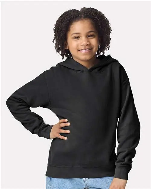 Comfort Colors 1467y Garment-dyed Youth Lightweight Fleece Hooded Sweatshirt - Black