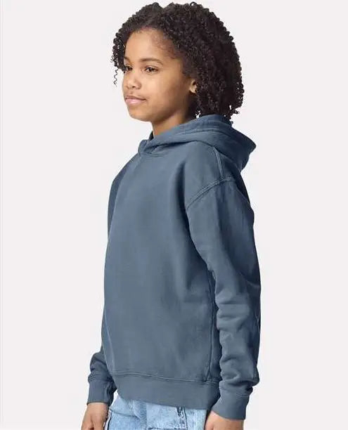 Comfort Colors 1467y Garment-dyed Youth Lightweight Fleece Hooded Sweatshirt - Blue Jean