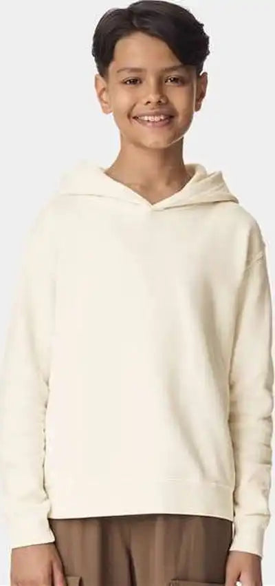 Comfort Colors 1467y Garment Dyed Youth Lightweight Fleece Hooded Sweatshirt Ivory