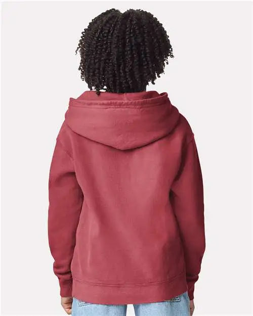 Comfort Colors 1467y Garment-dyed Youth Lightweight Fleece Hooded Sweatshirt - Crimson
