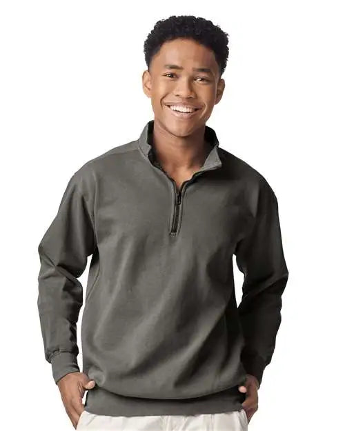 Comfort Colors 1580 Garment-dyed Quarter Zip Sweatshirt - Grey