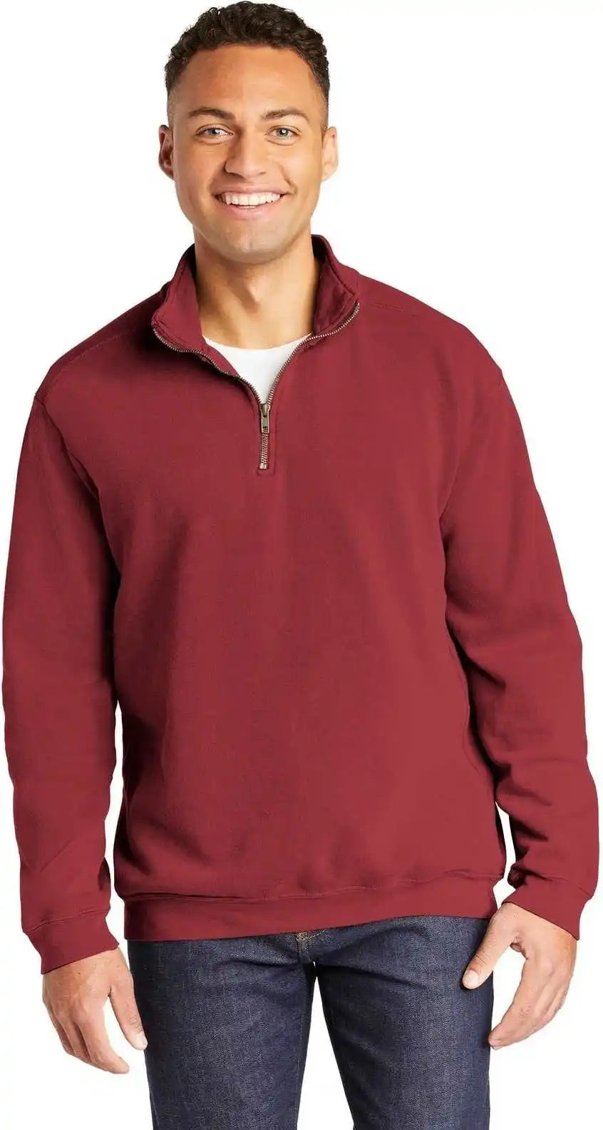 Comfort Colors 1580 Ring Spun 1/4 Zip Sweatshirt Crimson