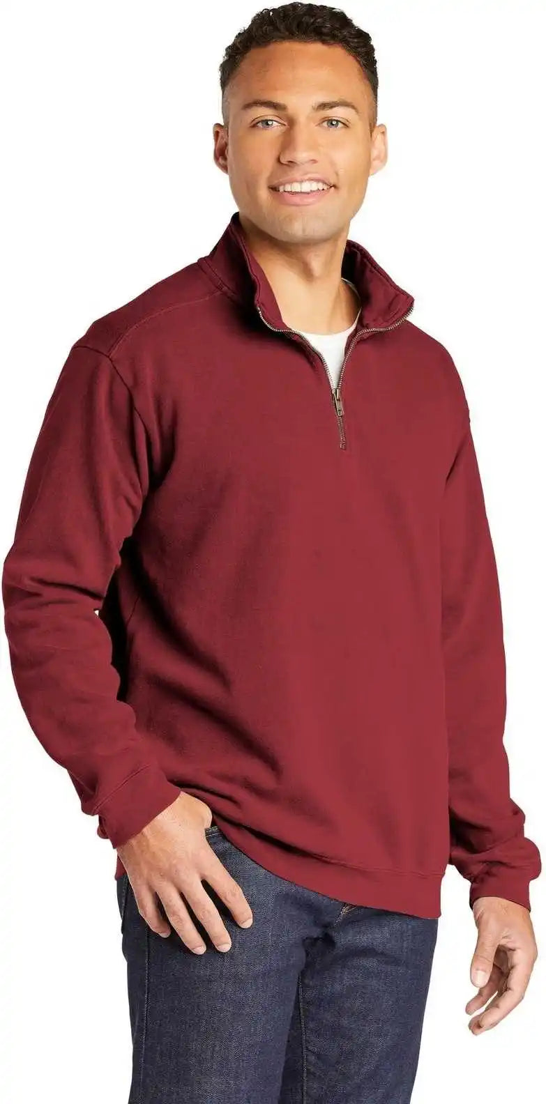 Comfort Colors 1580 Ring Spun 1/4 Zip Sweatshirt Crimson