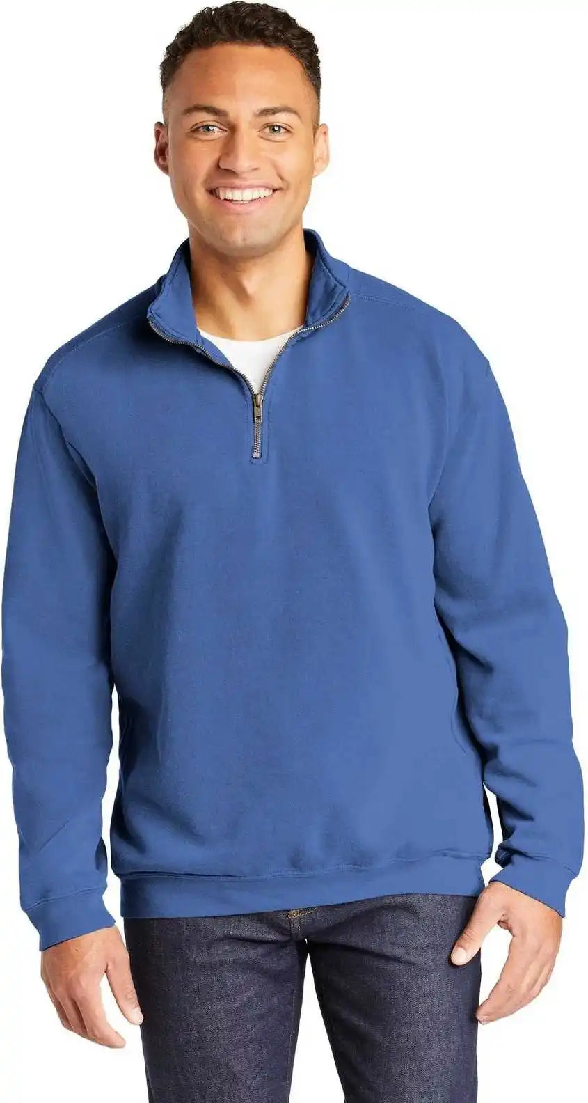 Comfort Colors 1580 Ring Spun 1/4 Zip Sweatshirt Flo Blue