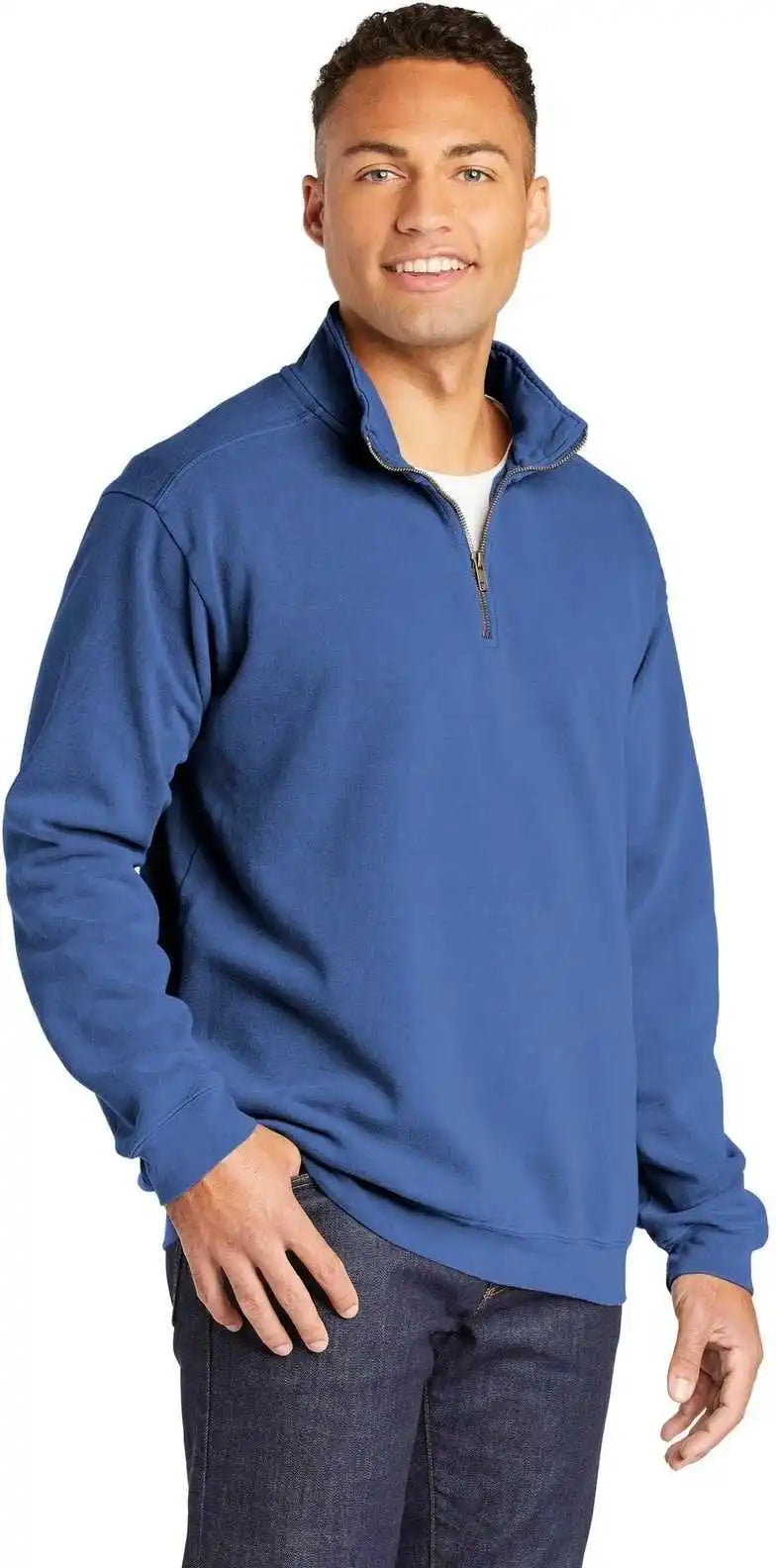 Comfort Colors 1580 Ring Spun 1/4 Zip Sweatshirt Flo Blue
