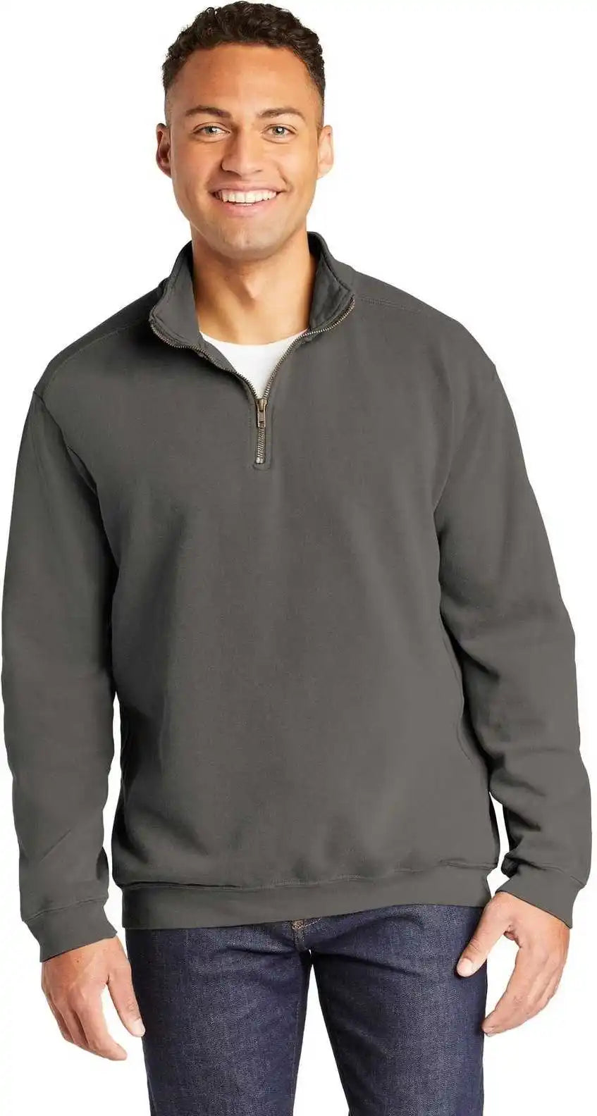 Comfort Colors 1580 Ring Spun 1/4-zip Sweatshirt - Gray