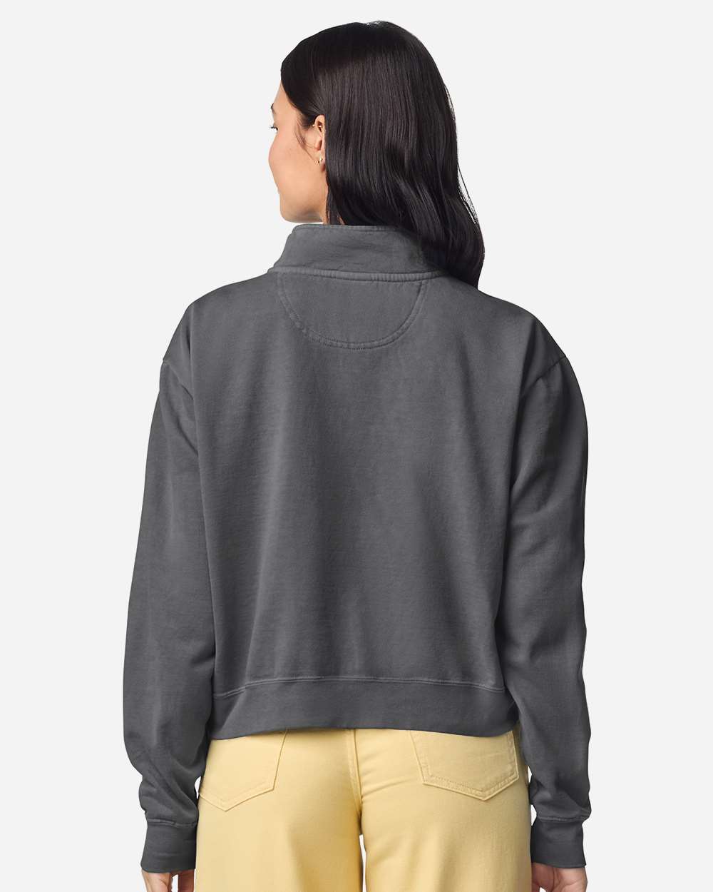 Comfort Colors 1580l Women’s Garment-dyed Mid-length Quarter-zip Sweatshirt - Pepper