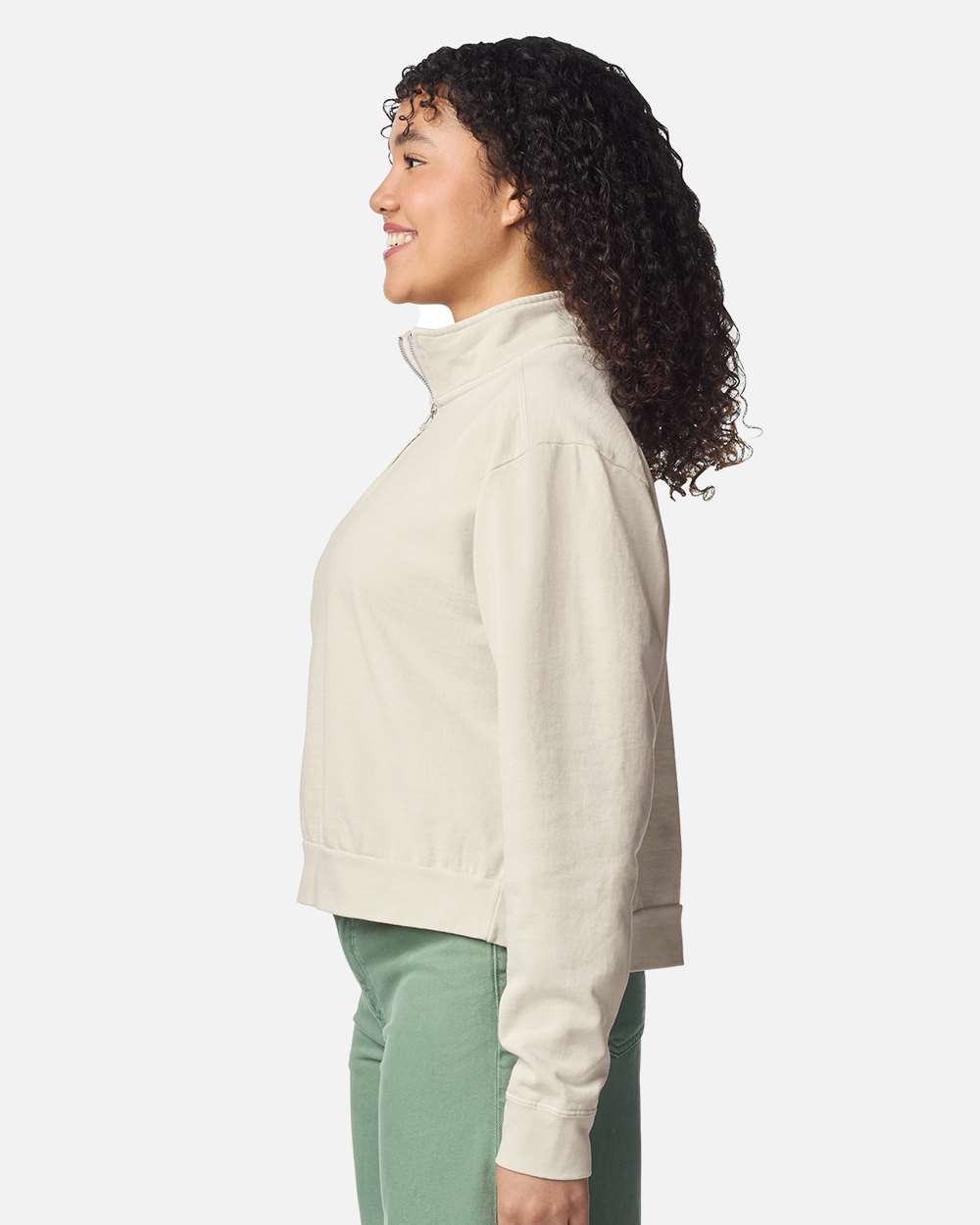 Comfort Colors 1580l Women’s Garment-dyed Mid-length Quarter-zip Sweatshirt - Ivory