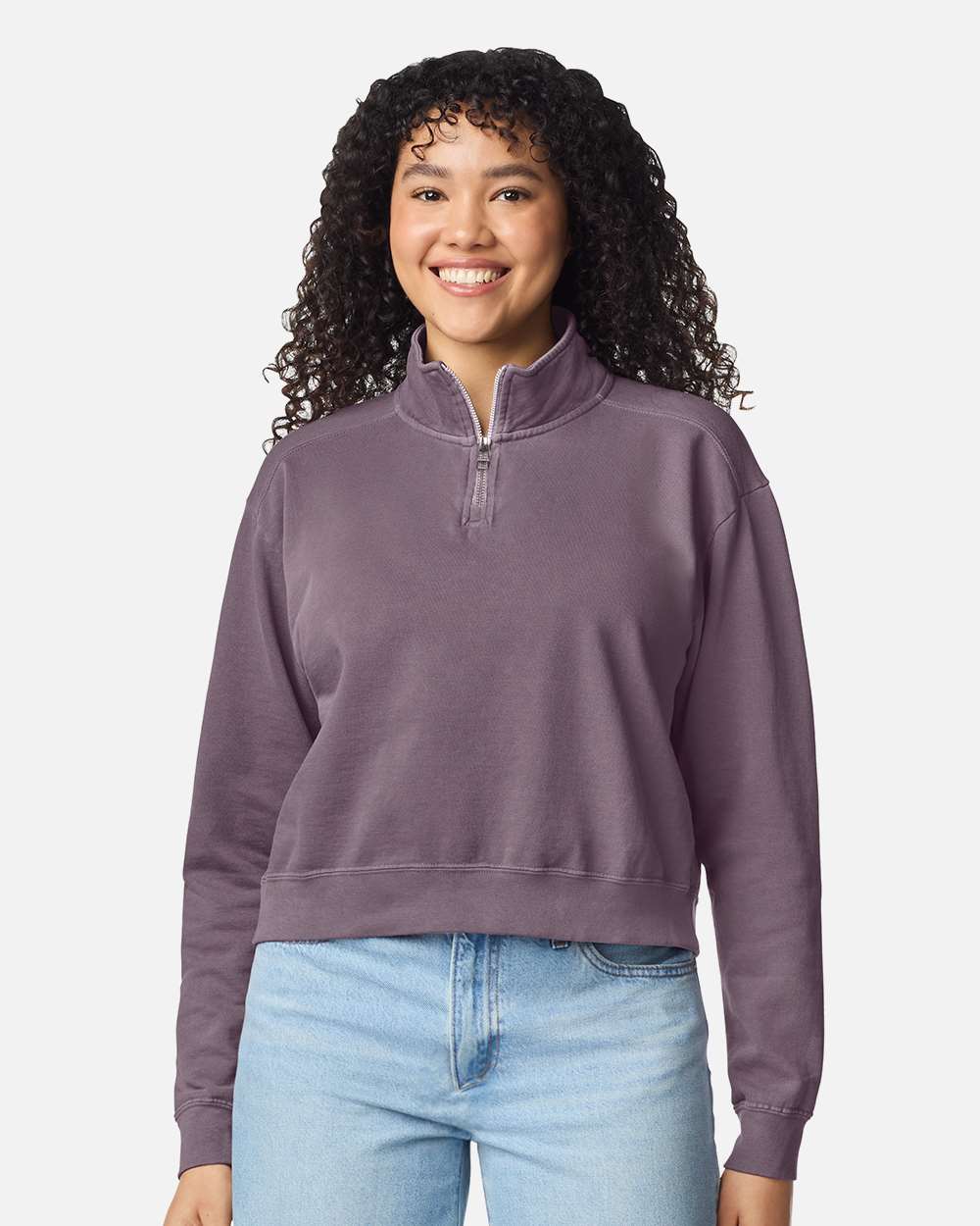 Comfort Colors 1580l Women’s Garment-dyed Mid-length Quarter-zip Sweatshirt - Dusk