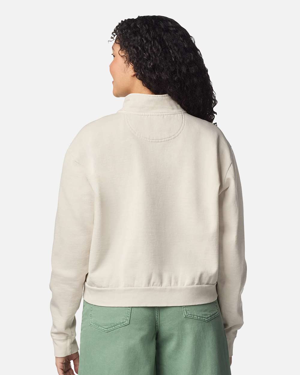 Comfort Colors 1580l Women’s Garment-dyed Mid-length Quarter-zip Sweatshirt - Ivory