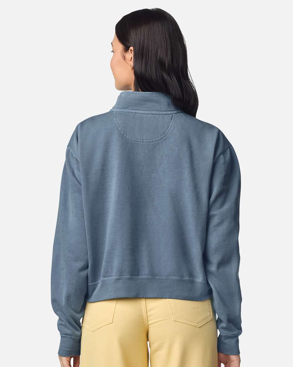 Comfort Colors 1580l Women’s Garment-dyed Mid-length Quarter-zip Sweatshirt - Blue Jean