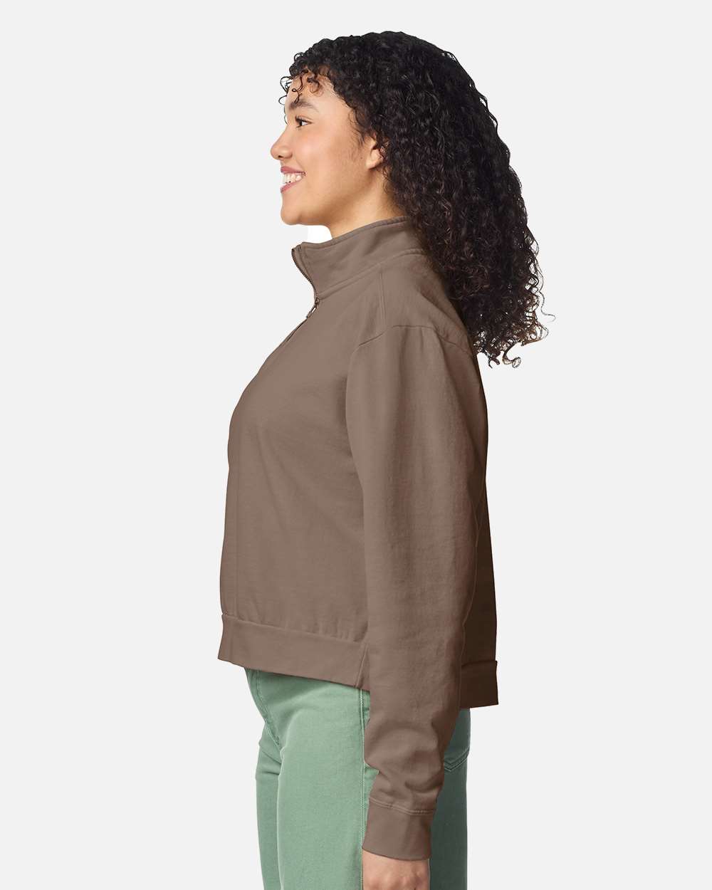 Comfort Colors 1580l Women’s Garment-dyed Mid-length Quarter-zip Sweatshirt - Espresso