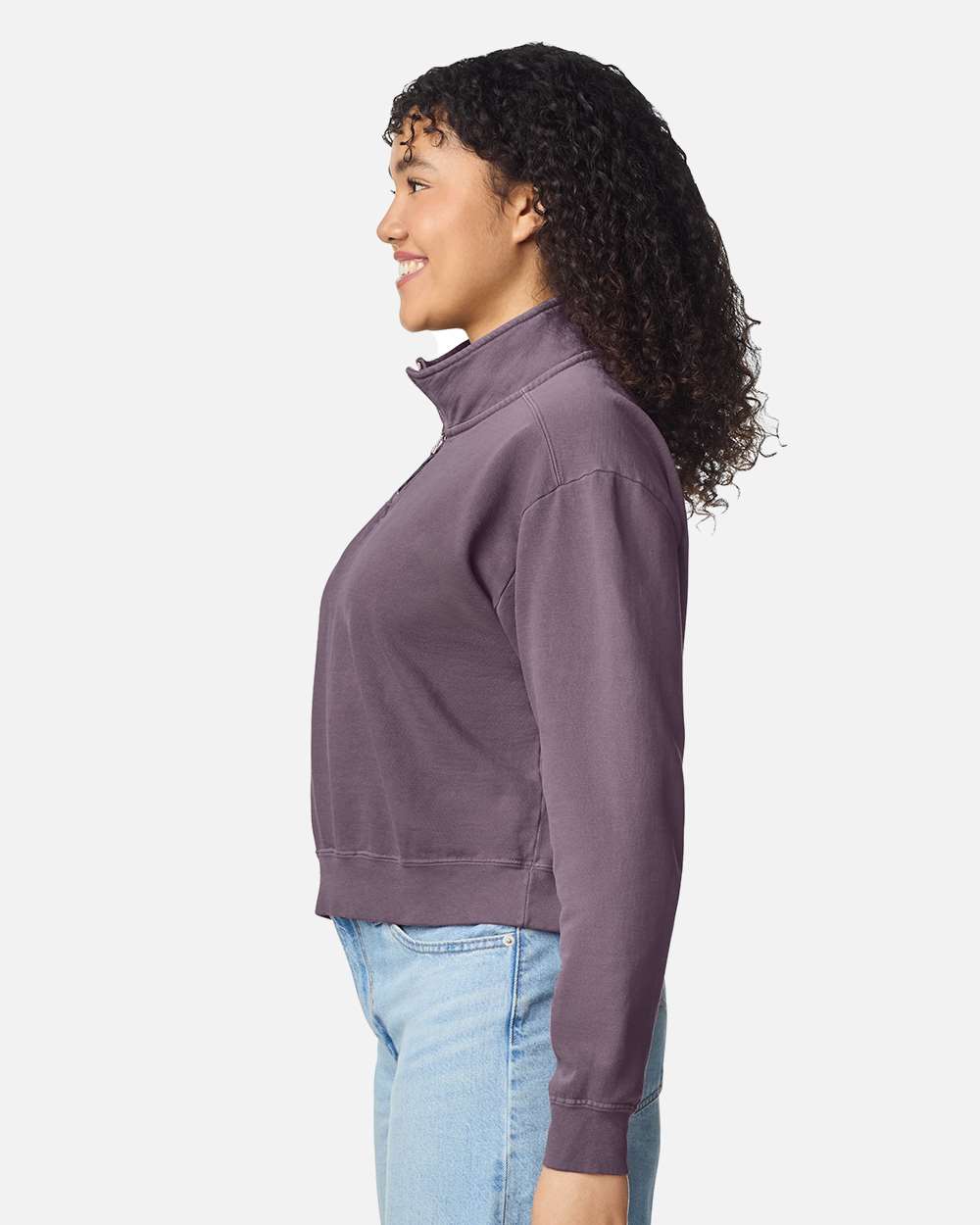 Comfort Colors 1580l Women’s Garment-dyed Mid-length Quarter-zip Sweatshirt - Dusk