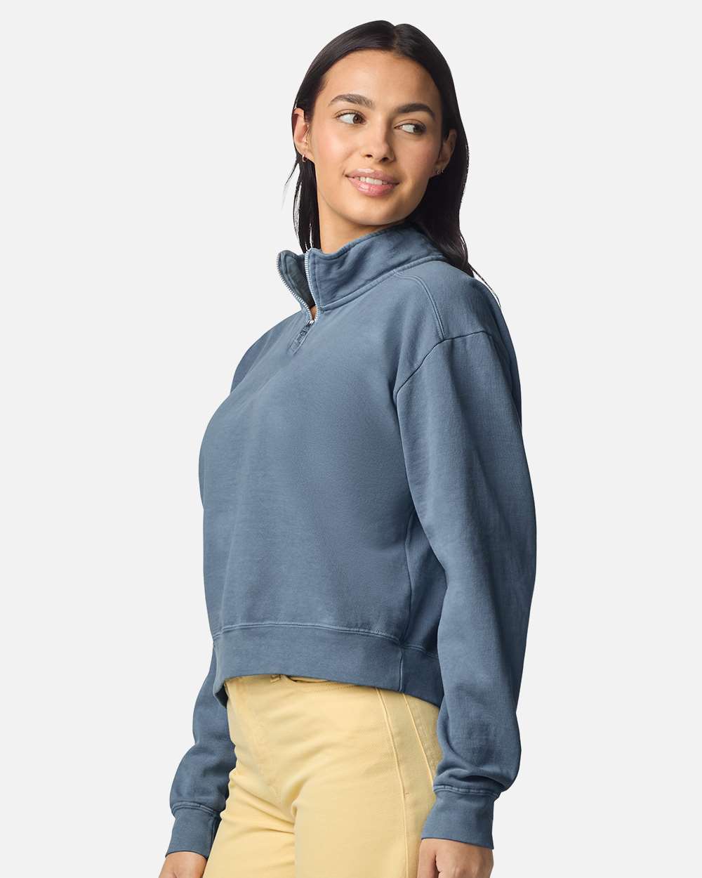 Comfort Colors 1580l Women’s Garment-dyed Mid-length Quarter-zip Sweatshirt - Blue Jean