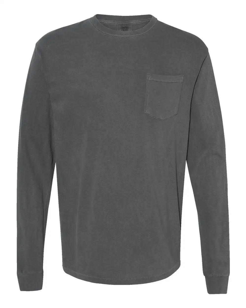 Comfort Colors 4410 Garment-dyed Heavyweight Long Sleeve Pocket T-shirt - Pepper - Dark Gray / s