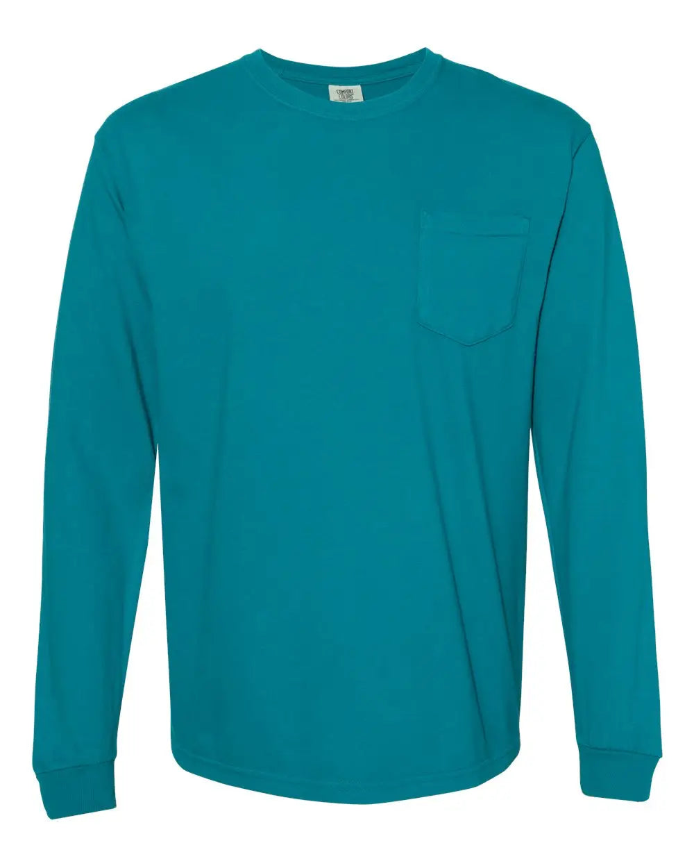 Comfort Colors 4410 Garment-dyed Heavyweight Long Sleeve Pocket T-shirt - Topaz Blue - Navy / s