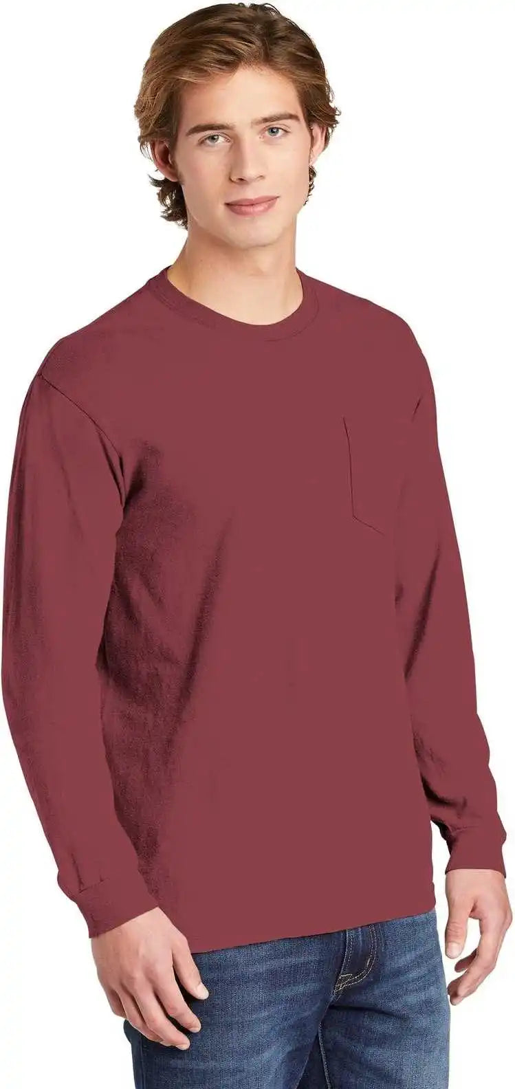 Comfort Colors 4410 Heavyweight Garment Dyed Long Sleeve Pocket Tee Brick