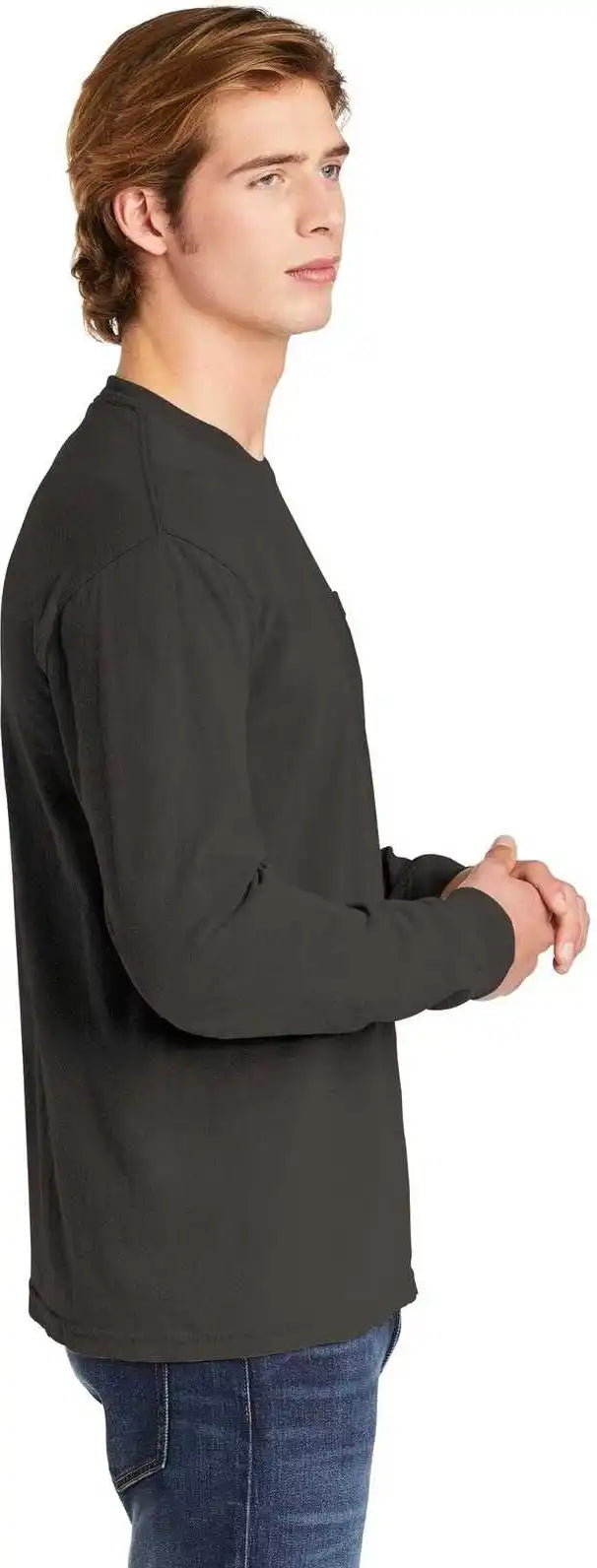 Comfort Colors 4410 Heavyweight Garment Dyed Long Sleeve Pocket Tee Pepper