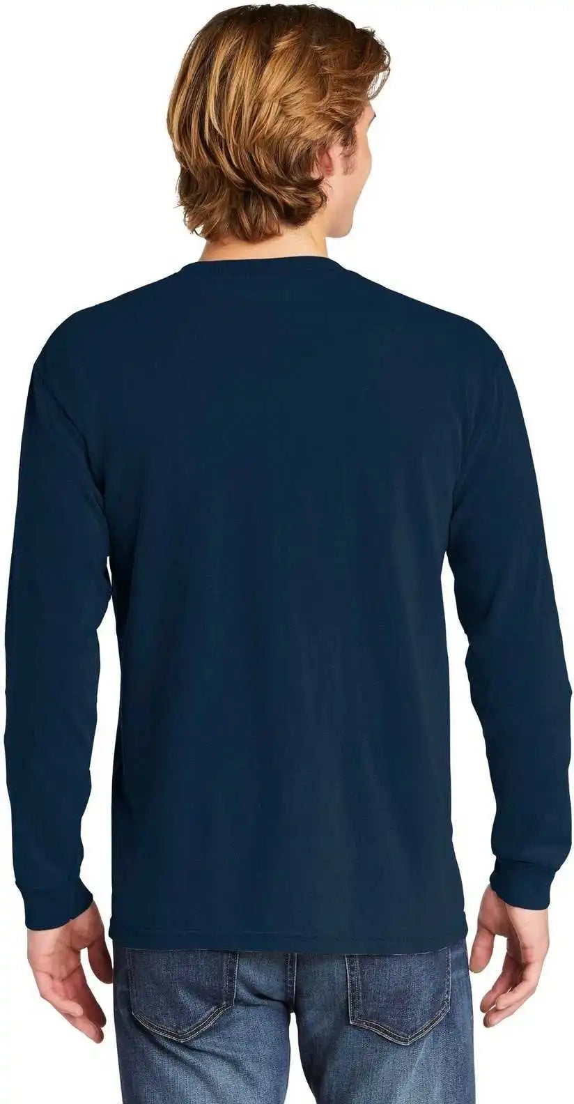 Comfort Colors 4410 Heavyweight Garment Dyed Long Sleeve Pocket Tee True Navy