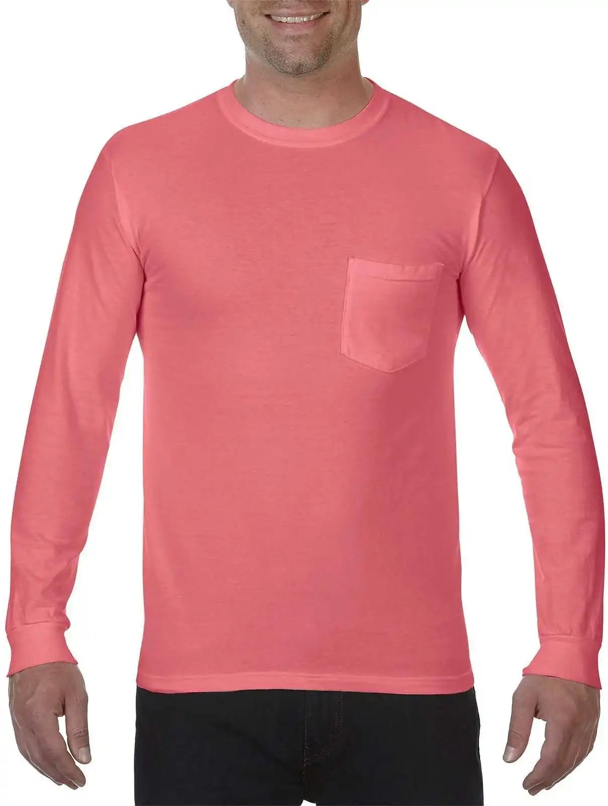 Comfort Colors 4410 Heavyweight Garment-dyed Long Sleeve Pocket Tee - Watermelon