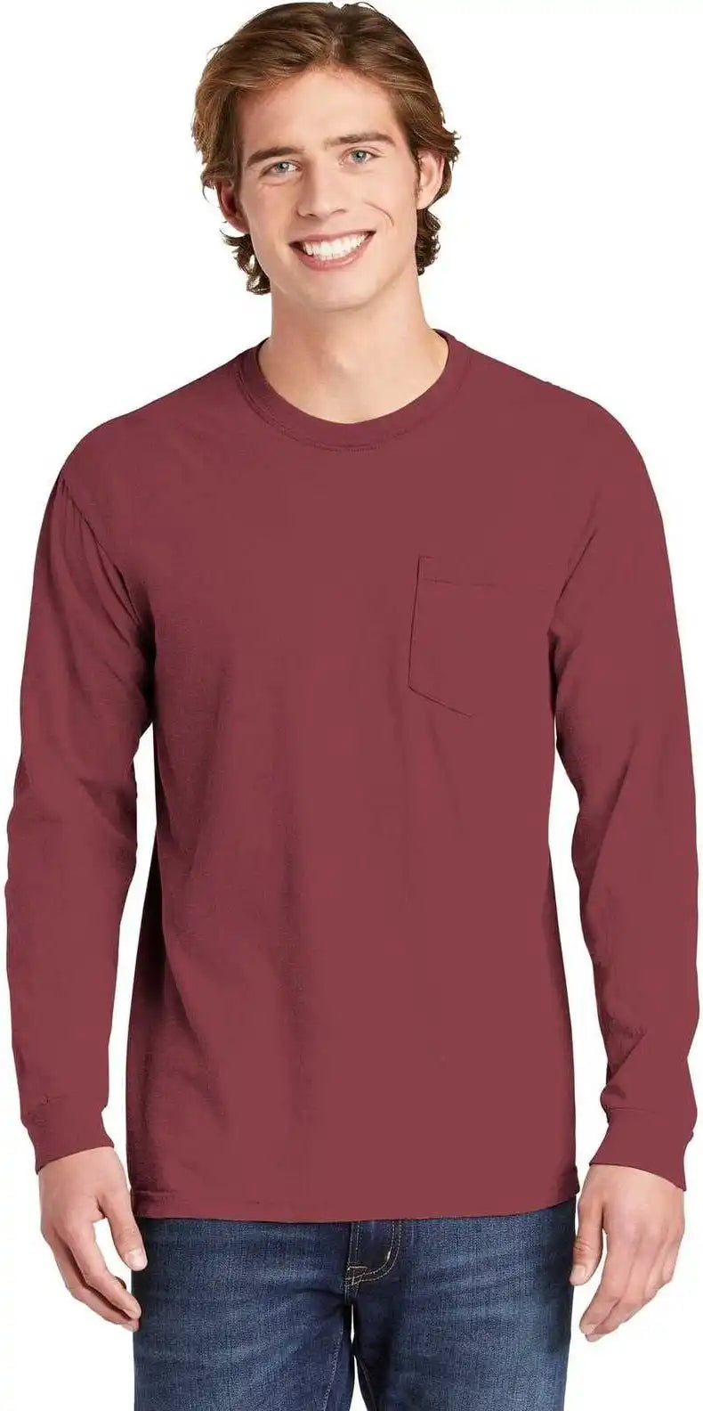 Comfort Colors 4410 Heavyweight Garment-dyed Long Sleeve Pocket Tee - Brick