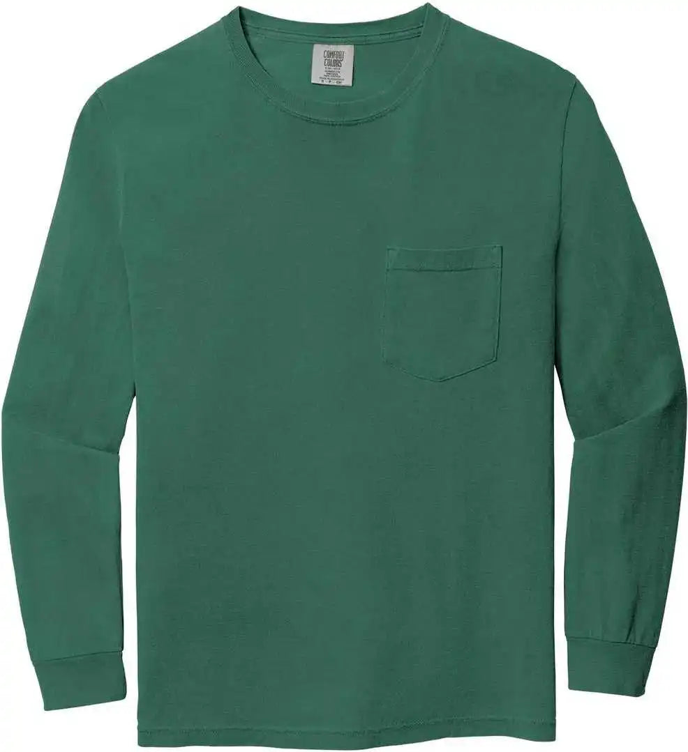 Comfort Colors 4410 Heavyweight Garment Dyed Long Sleeve Pocket Tee Light Green