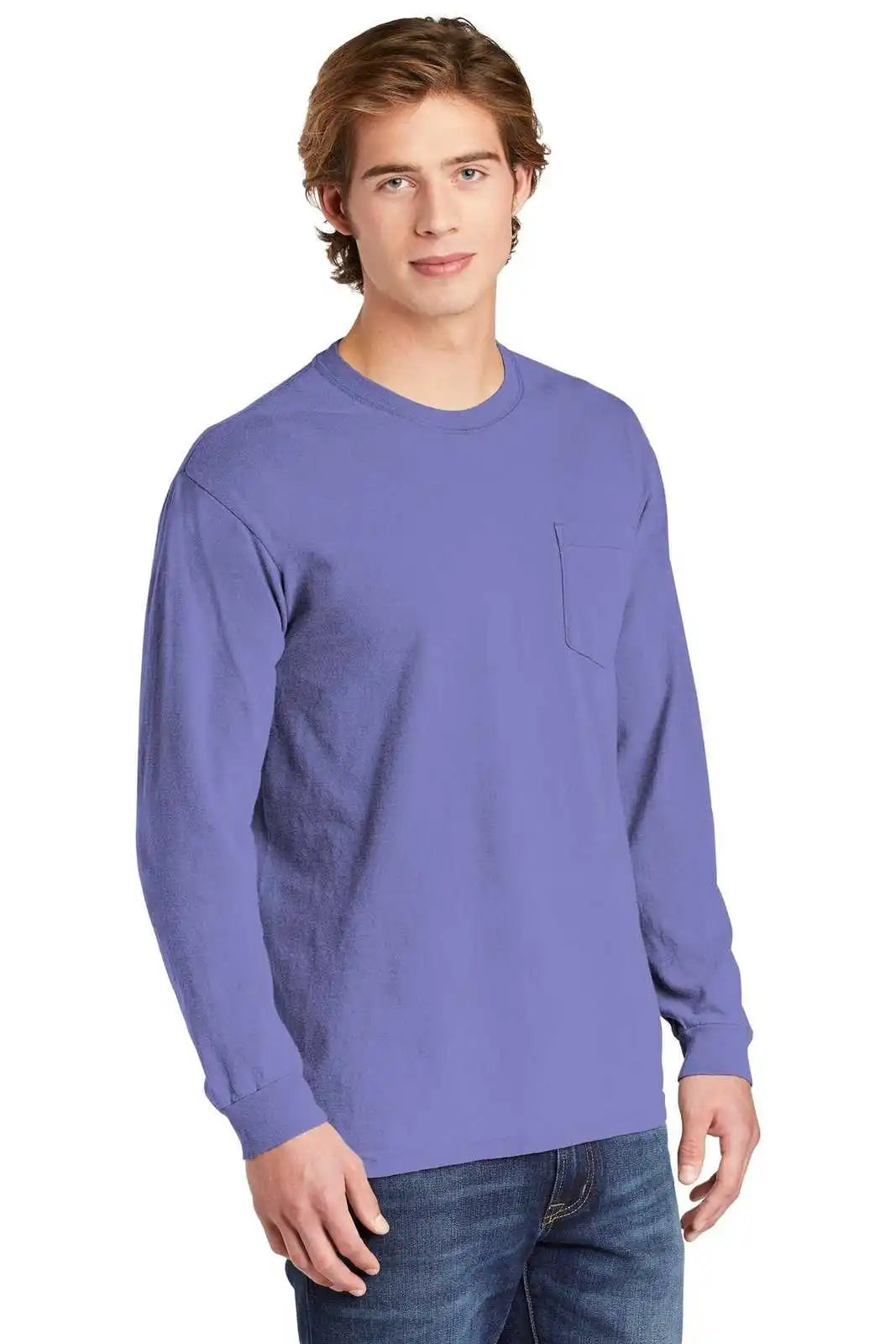 Comfort Colors 4410 Heavyweight Garment-dyed Long Sleeve Pocket Tee - Violet