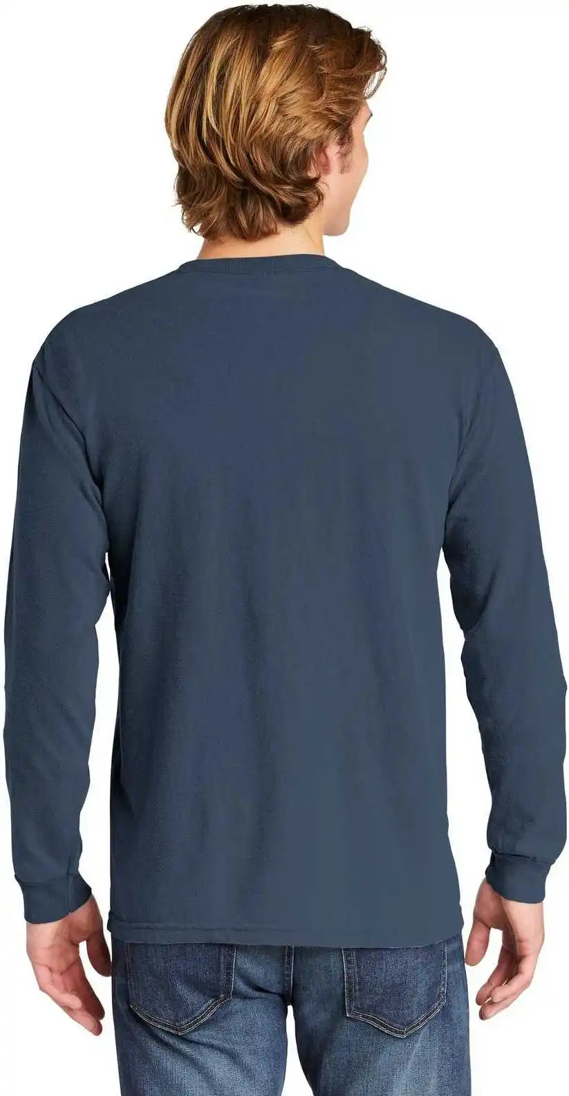 Comfort Colors 4410 Heavyweight Garment Dyed Long Sleeve Pocket Tee Blue Jean