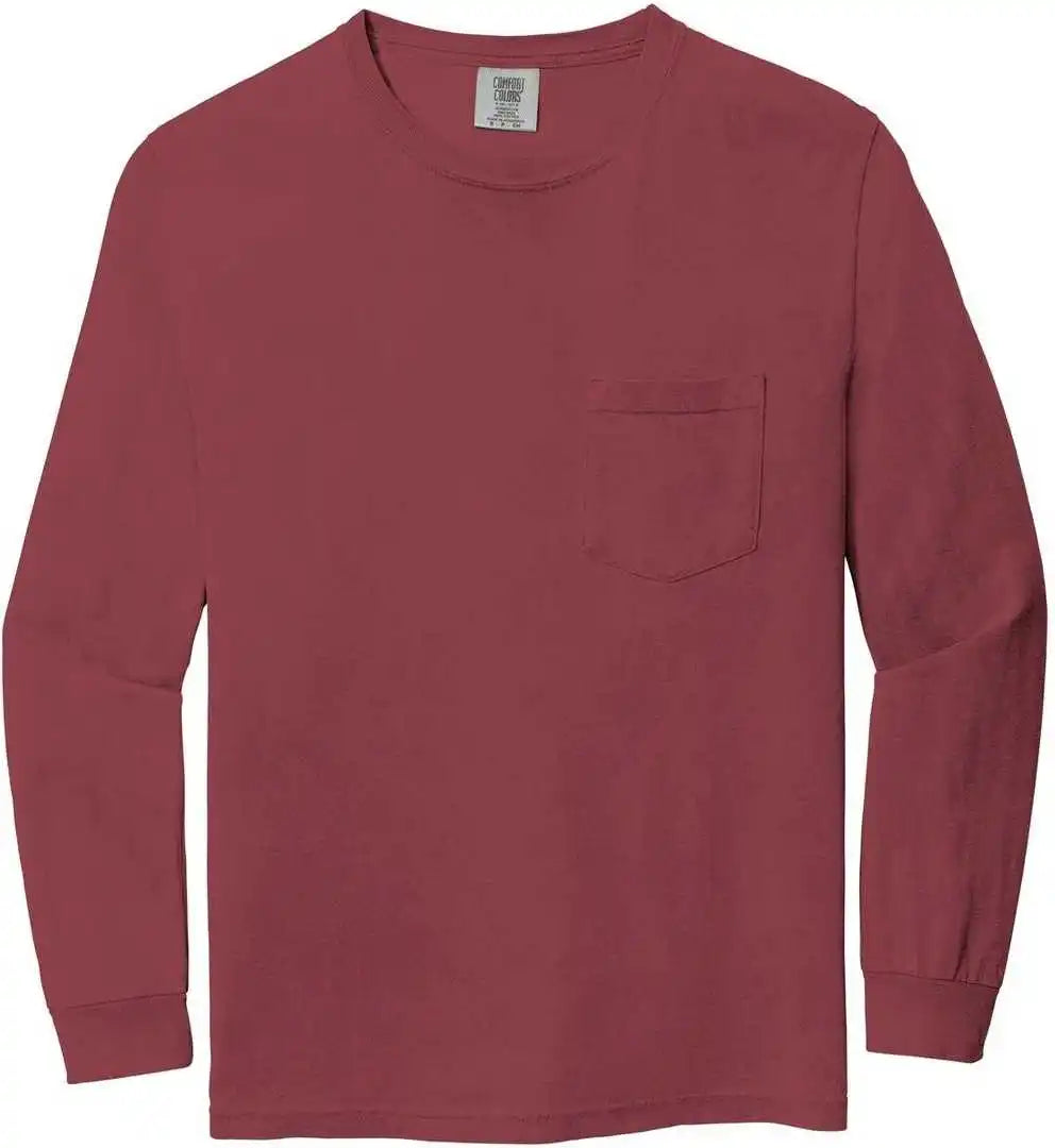Comfort Colors 4410 Heavyweight Garment Dyed Long Sleeve Pocket Tee Brick