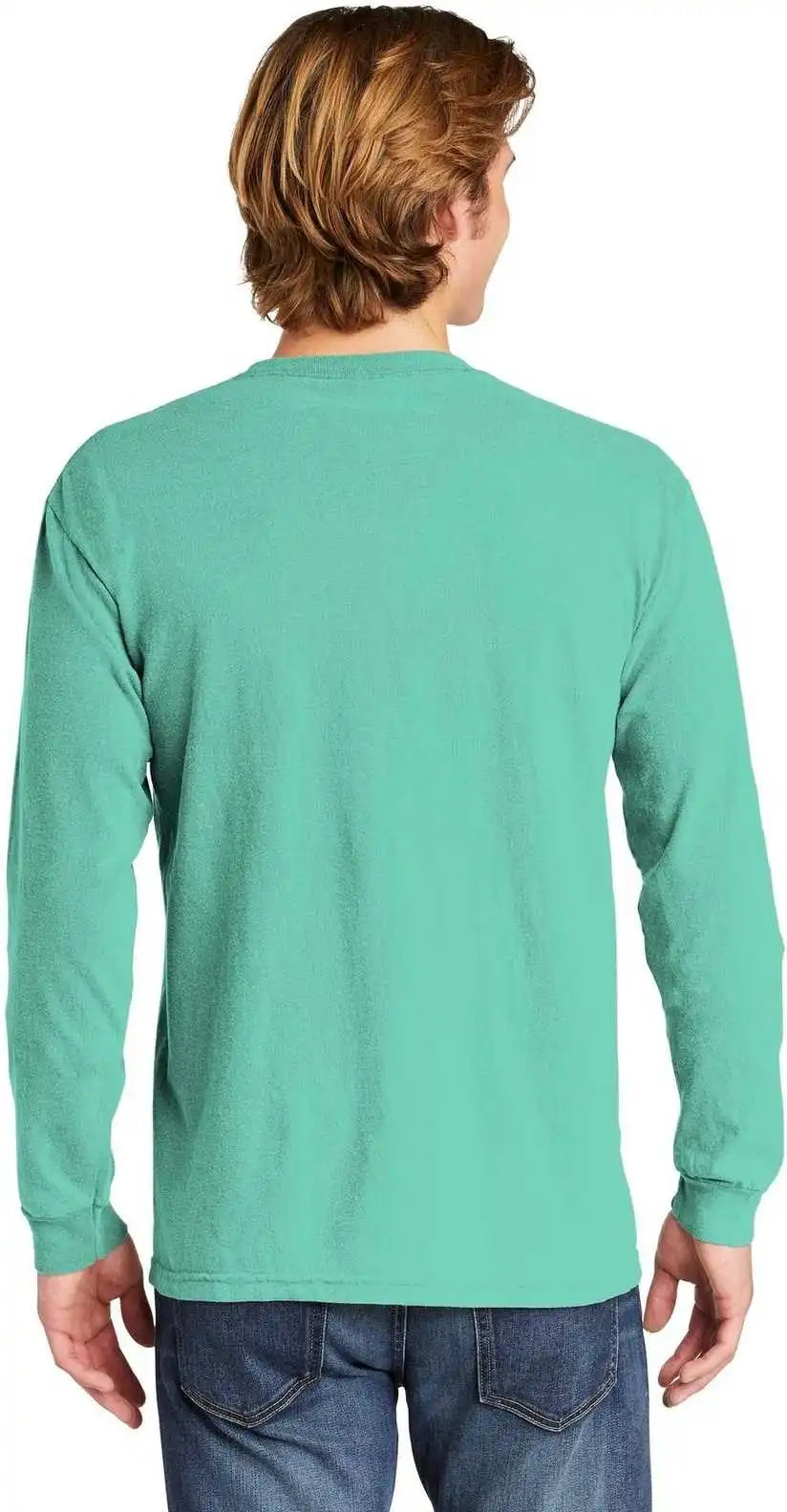 Comfort Colors 4410 Heavyweight Garment Dyed Long Sleeve Pocket Tee Chalky Mint
