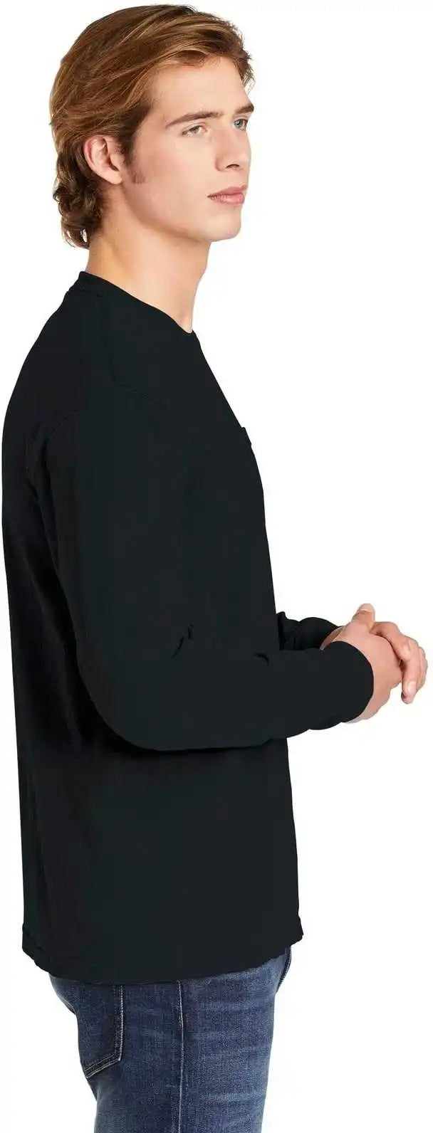 Comfort Colors 4410 Heavyweight Garment Dyed Long Sleeve Pocket Tee Black