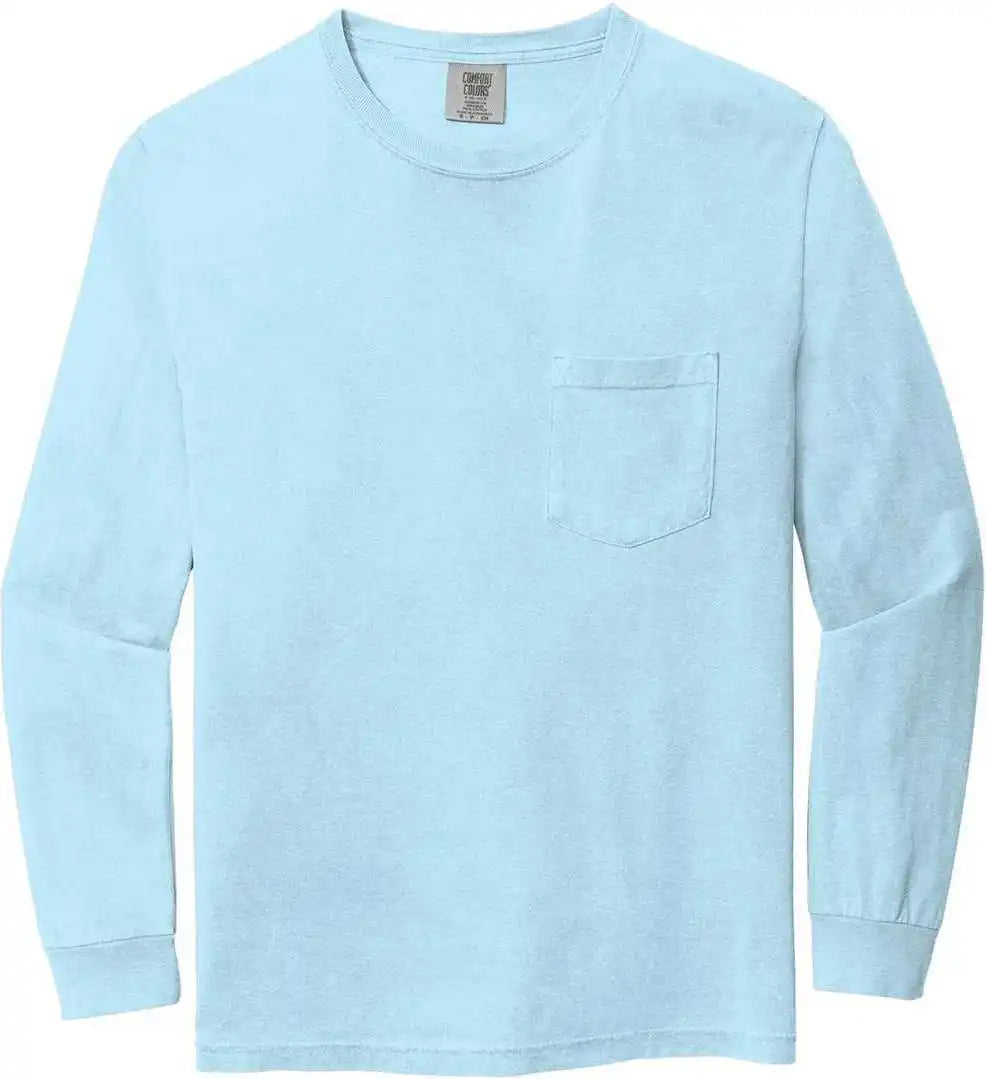 Comfort Colors 4410 Heavyweight Garment Dyed Long Sleeve Pocket Tee Chambray