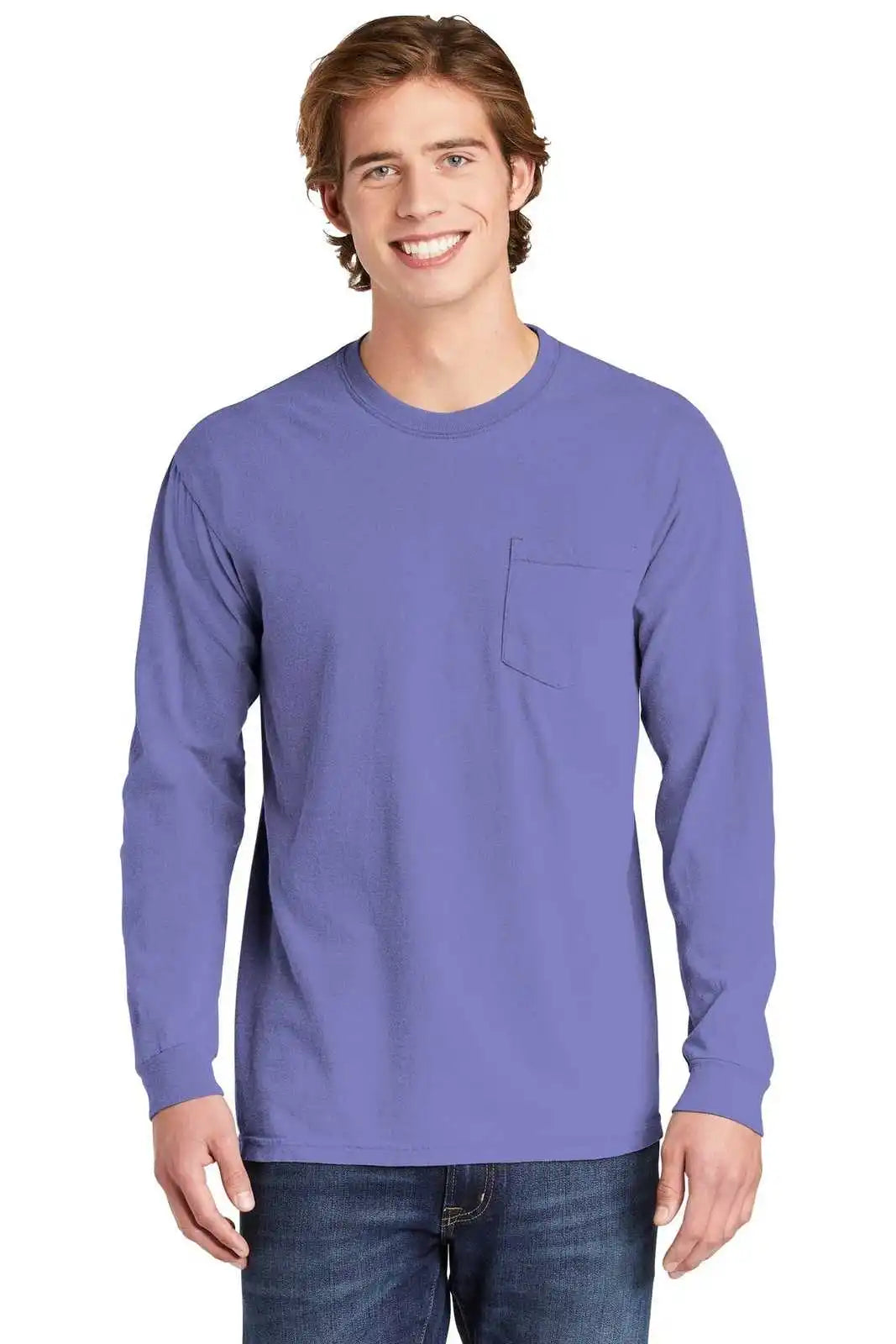 Comfort Colors 4410 Heavyweight Garment-dyed Long Sleeve Pocket Tee - Violet